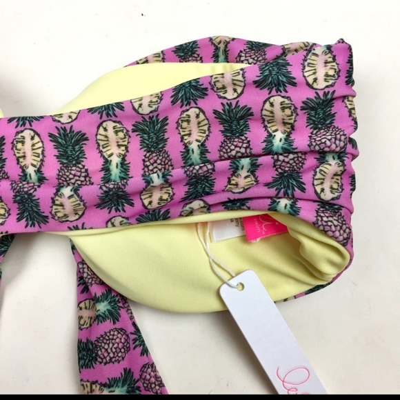 Lolli Tropical Pineapple Bandeau Swim Top Sz M - Picture 6 of 7